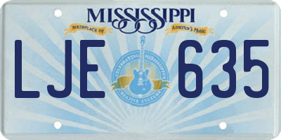 MS license plate LJE635