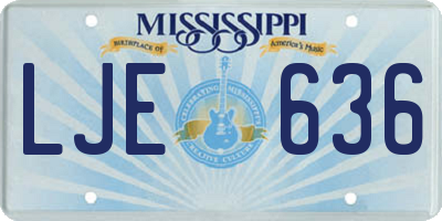 MS license plate LJE636