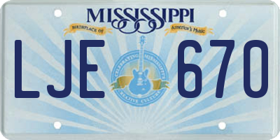 MS license plate LJE670