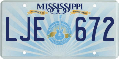 MS license plate LJE672