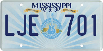 MS license plate LJE701