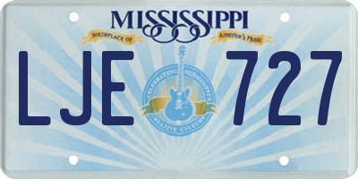 MS license plate LJE727