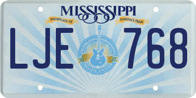 MS license plate LJE768