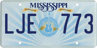 MS license plate LJE773