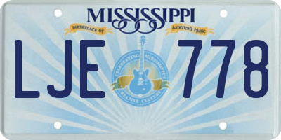 MS license plate LJE778