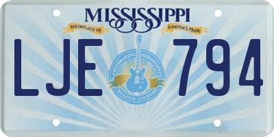 MS license plate LJE794