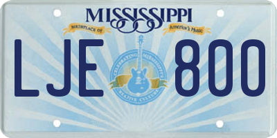MS license plate LJE800