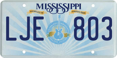 MS license plate LJE803