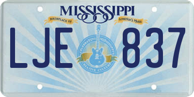 MS license plate LJE837