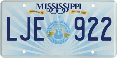 MS license plate LJE922