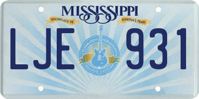 MS license plate LJE931