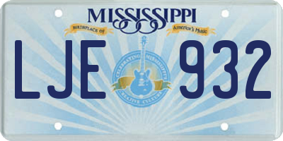 MS license plate LJE932