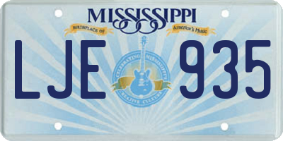 MS license plate LJE935
