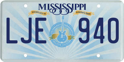 MS license plate LJE940