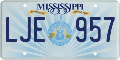 MS license plate LJE957