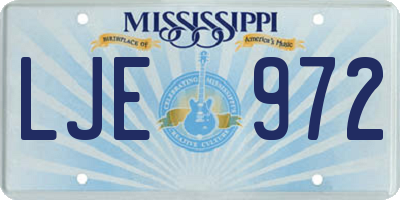 MS license plate LJE972