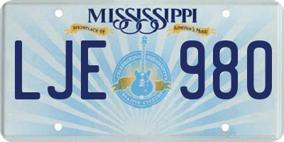 MS license plate LJE980