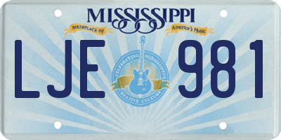 MS license plate LJE981
