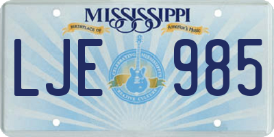 MS license plate LJE985