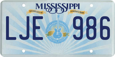MS license plate LJE986