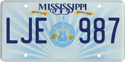 MS license plate LJE987