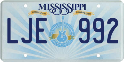MS license plate LJE992