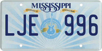 MS license plate LJE996