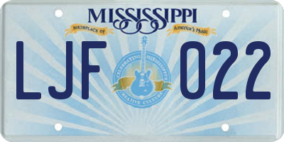 MS license plate LJF022