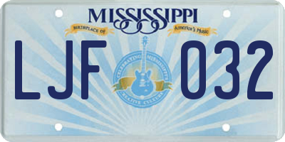 MS license plate LJF032