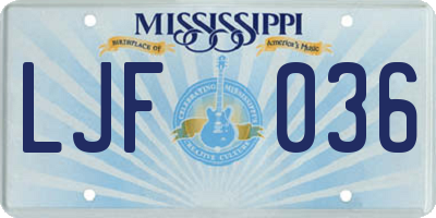MS license plate LJF036