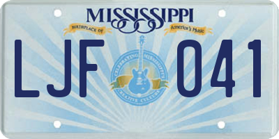 MS license plate LJF041