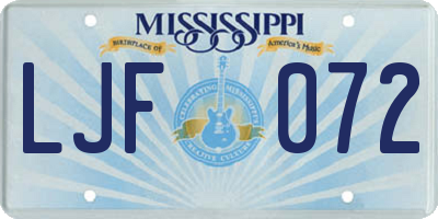 MS license plate LJF072
