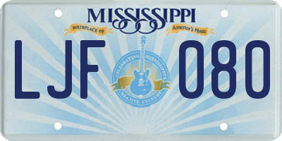 MS license plate LJF080