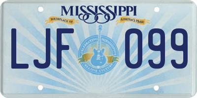 MS license plate LJF099