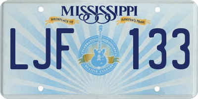 MS license plate LJF133