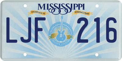 MS license plate LJF216