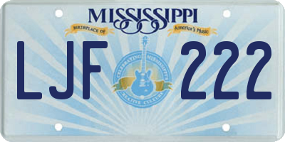 MS license plate LJF222