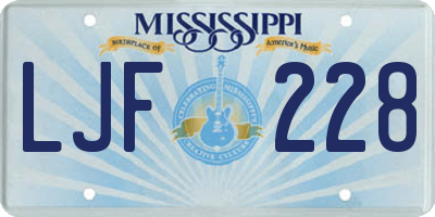 MS license plate LJF228