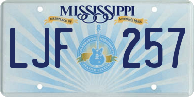 MS license plate LJF257
