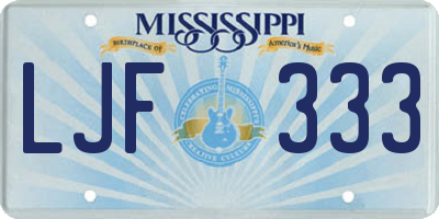 MS license plate LJF333