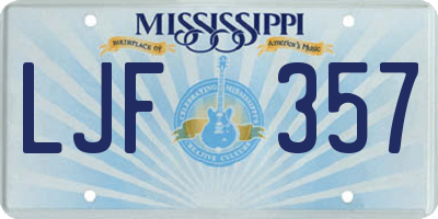 MS license plate LJF357