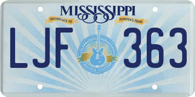 MS license plate LJF363