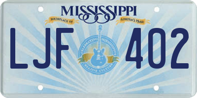 MS license plate LJF402