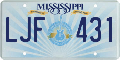 MS license plate LJF431