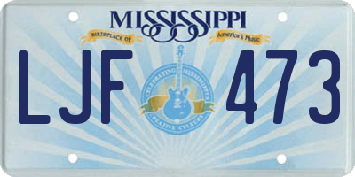 MS license plate LJF473