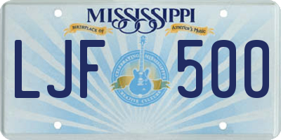 MS license plate LJF500