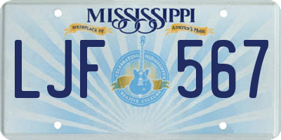 MS license plate LJF567