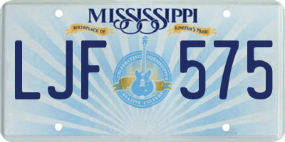 MS license plate LJF575