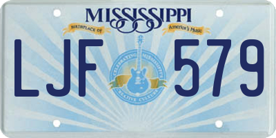 MS license plate LJF579