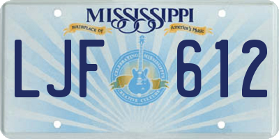 MS license plate LJF612